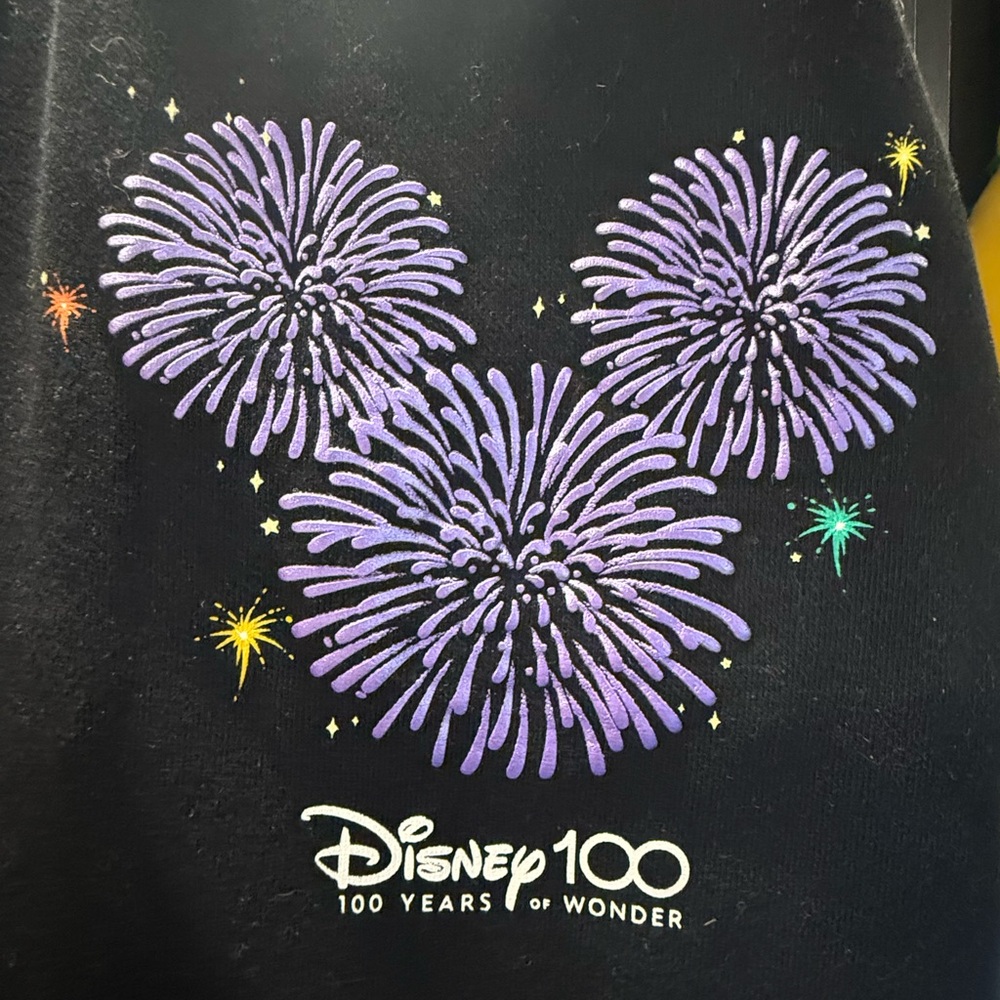 Disney Black Joggers with Purple Fireworks Design